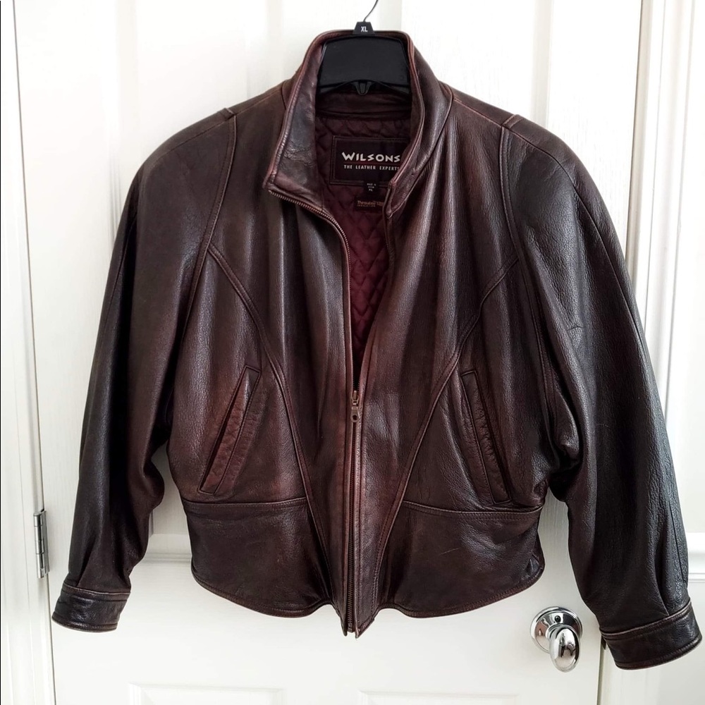 Distressed Leather Bomber Jacket